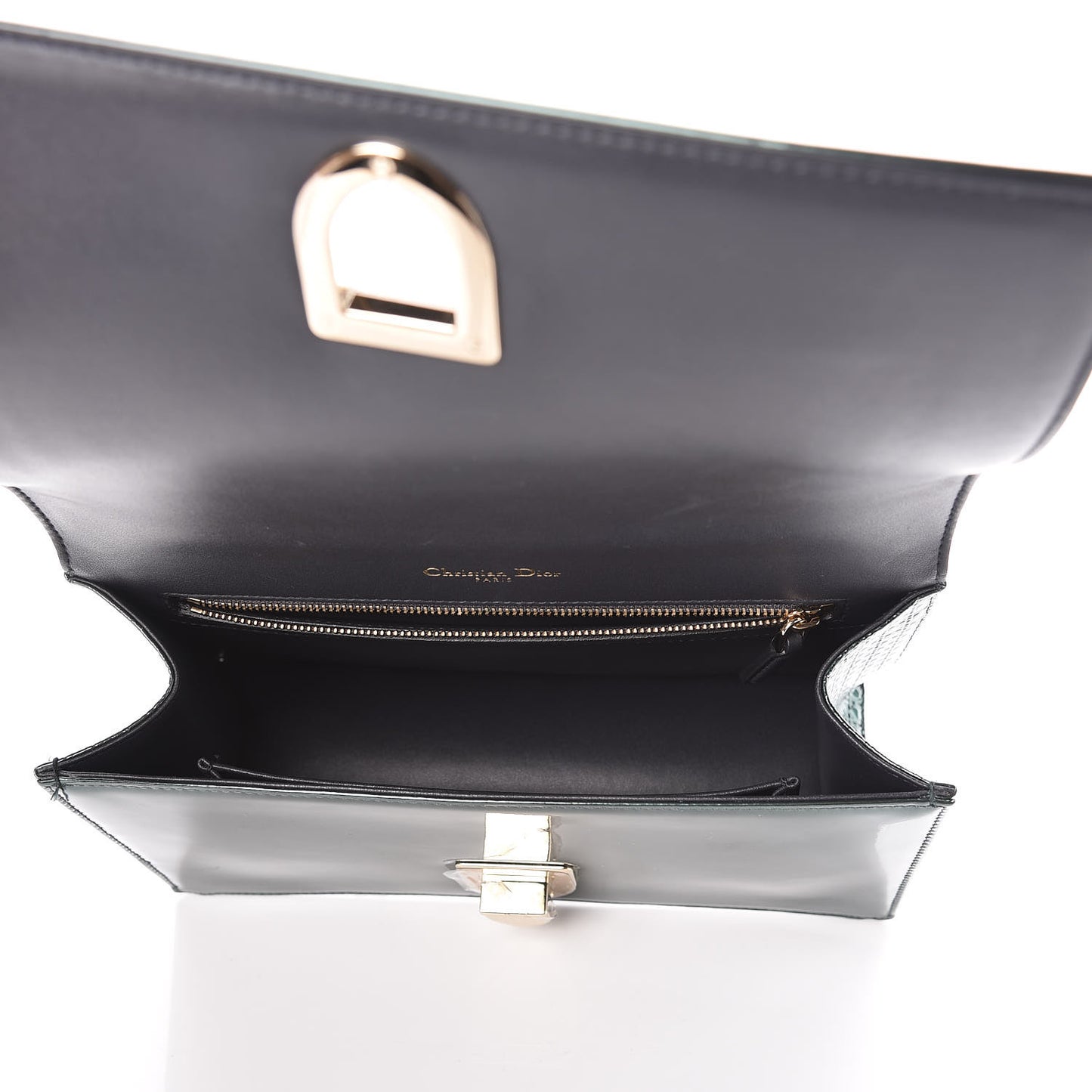 Metallic Patent Micro-Cannage Medium Diorama Flap Bag Malachite Green