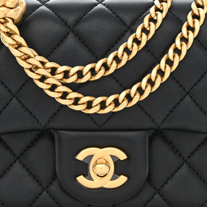 Chanel Lambskin Quilted Mini Sweet Camellia Flap Black 8 of 12