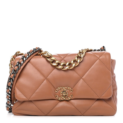 Chanel Lambskin Quilted Large Chanel 19 Flap Brown 1 of 9