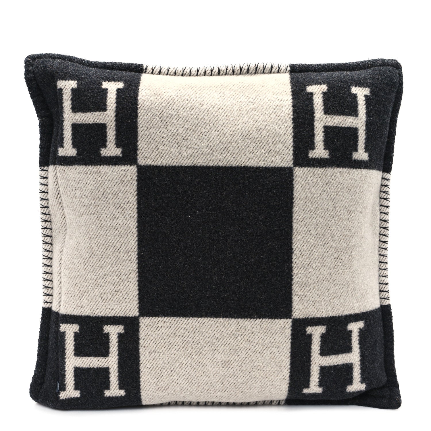 Hermes Wool Cashmere Avalon Pillow PM Ecru Gris Fonce 2 of 3