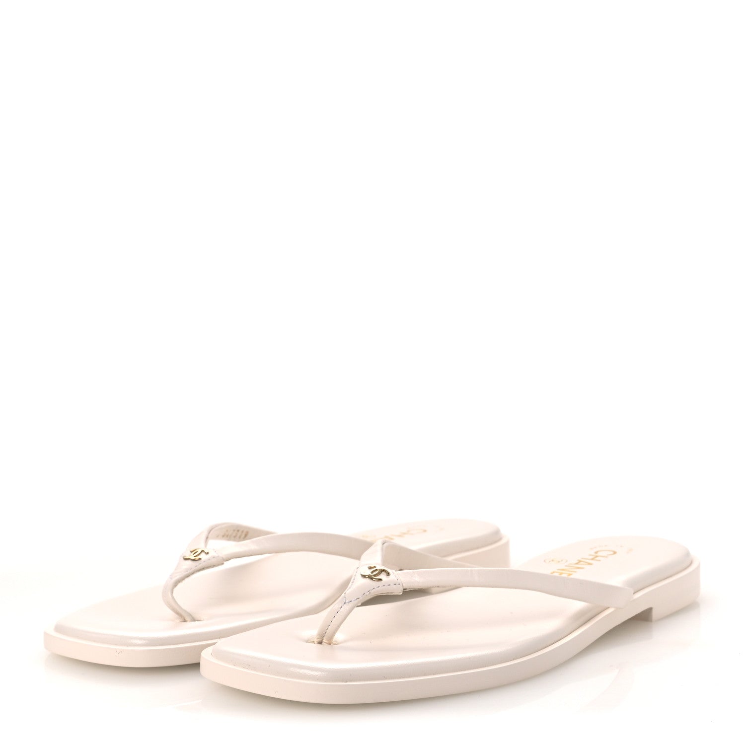 Chanel Goatskin CC Times Square Thong Sandals 38 Beige 4 of 12