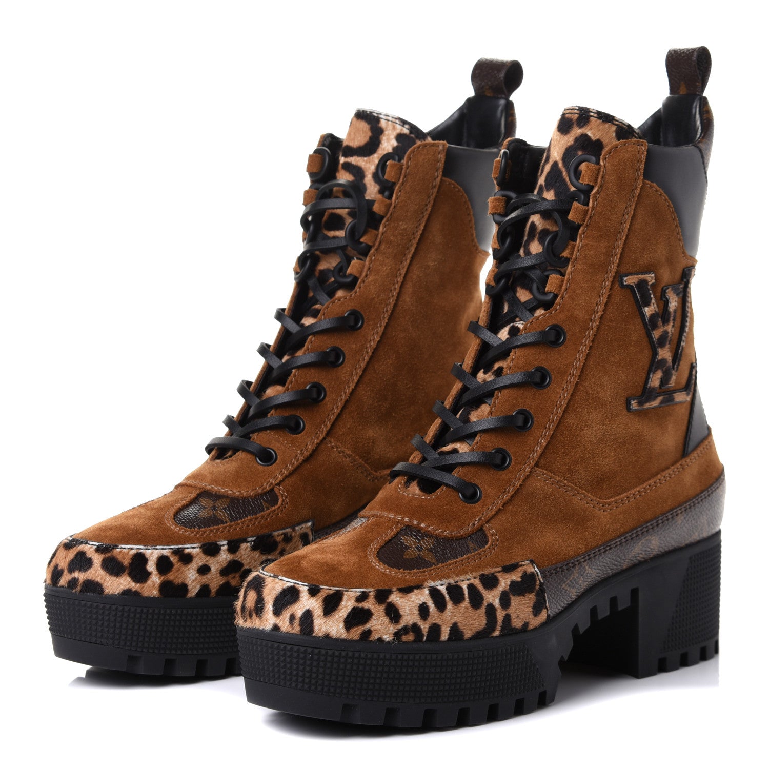 Louis Vuitton Suede Calfskin Monogram Laureate Platform Desert Boots 38 Cognac 5 of 22