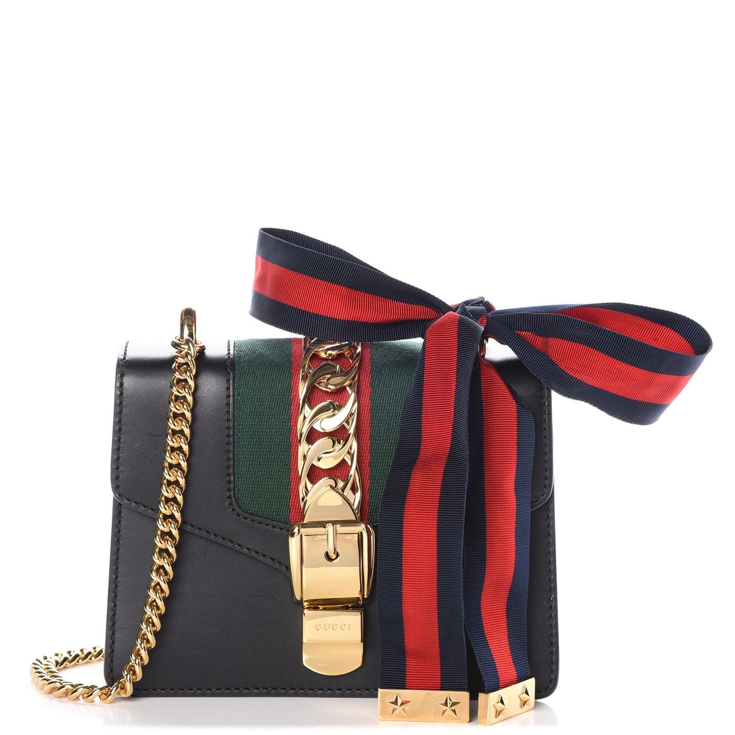 Calfskin Mini Sylvie Chain Shoulder Bag Black