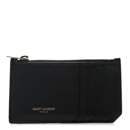 Saint Laurent Calfskin 5 Fragments Zip Pouch Card Holder Black 1 of 4