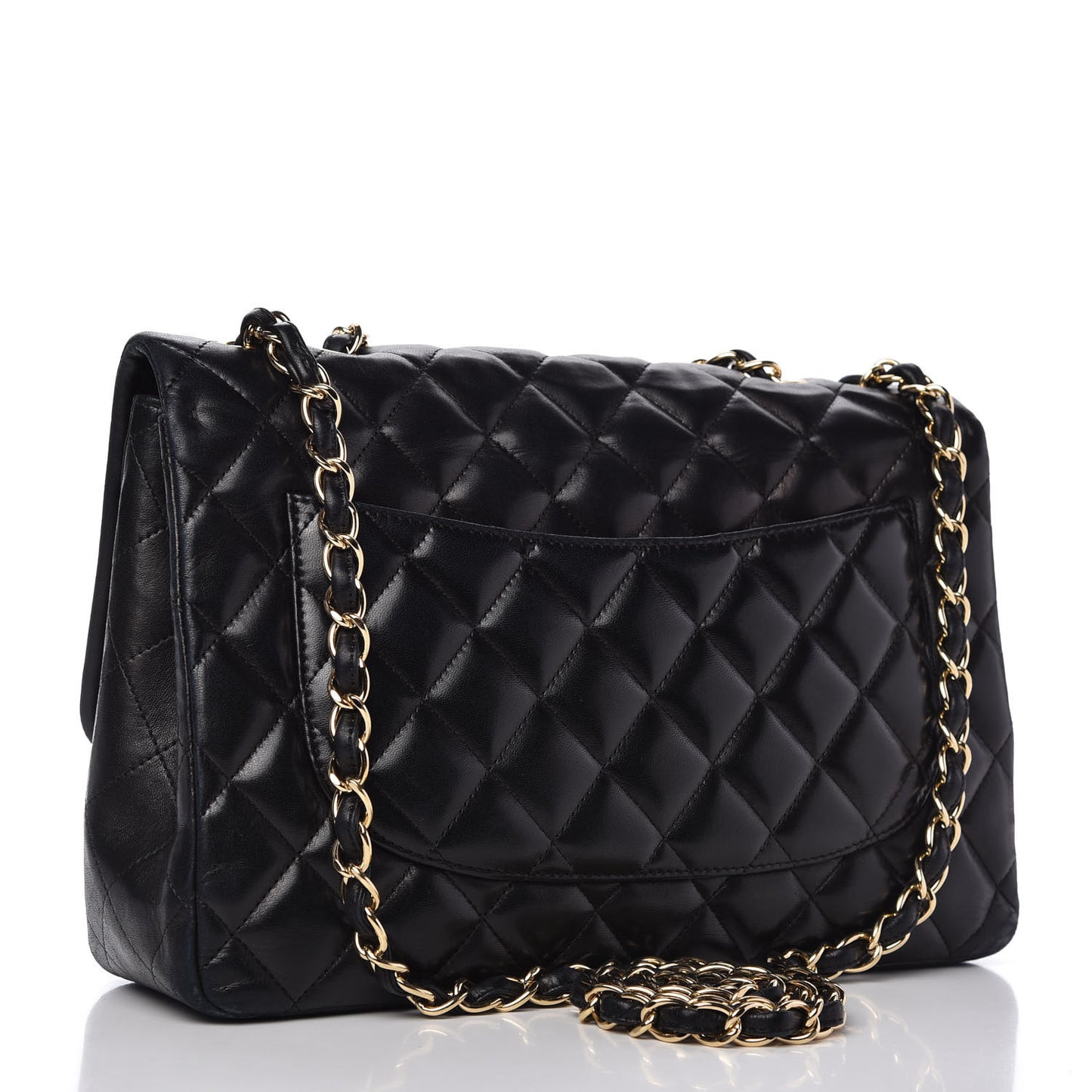 Lambskin Quilted Jumbo Single Flap Black