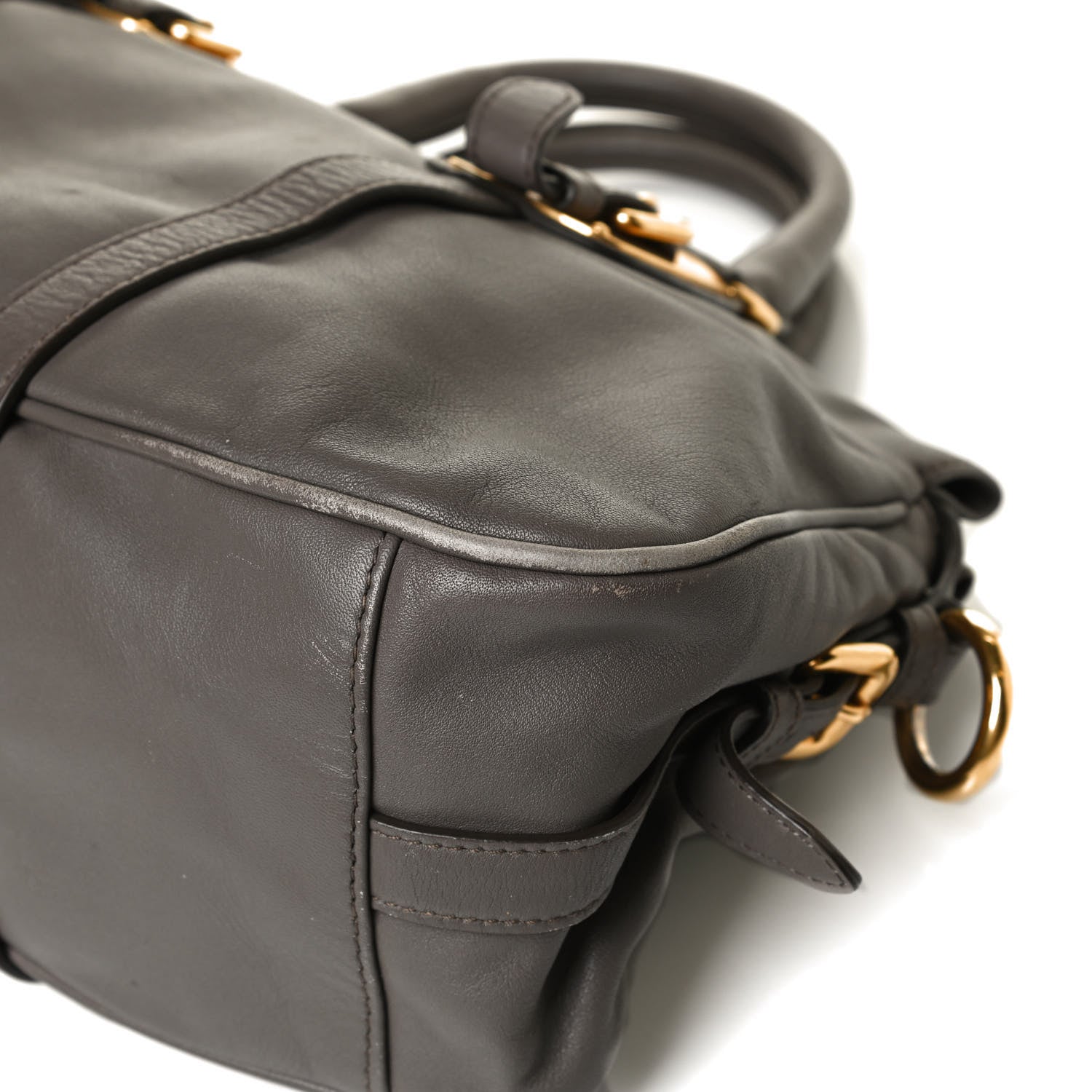 Prada Soft Calf Shopping Satchel Bag Bambu 21 of 27