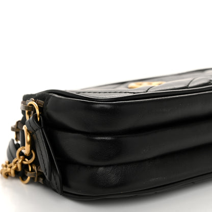 Gucci Calfskin Matelasse Mini GG Marmont Chain Crossbody Bag Black 9 of 14