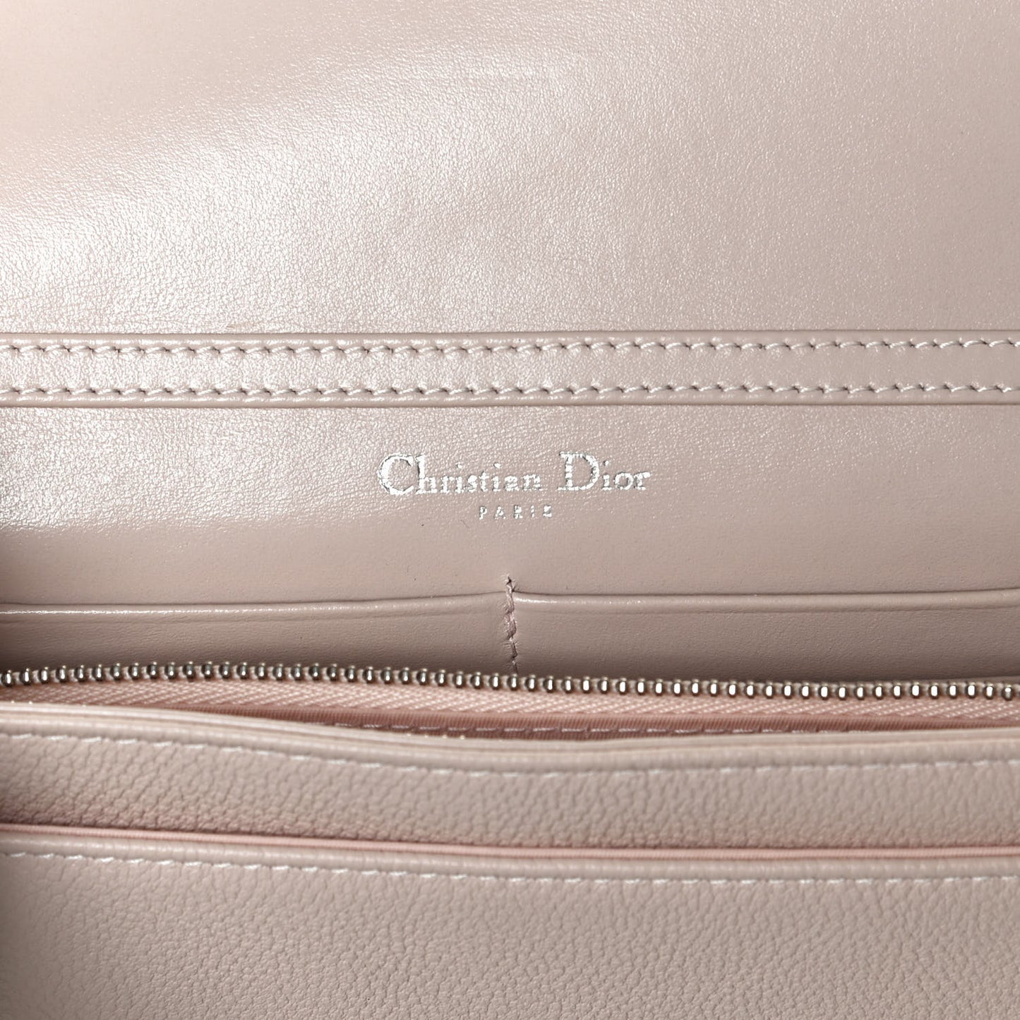 Grained Calfskin Diorama Wallet on Chain Pouch Rose Poudre