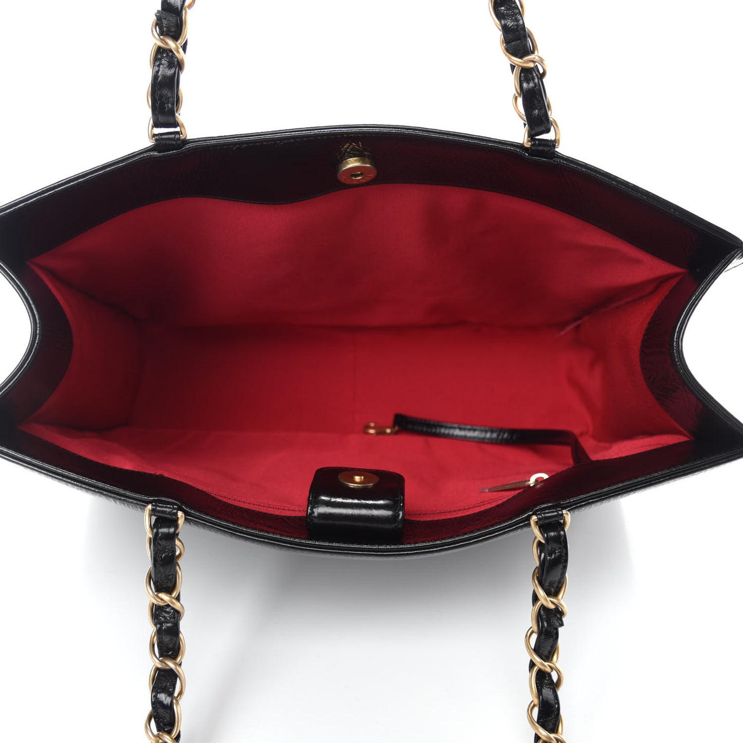 Shiny Aged Calfskin Shopping Bag Black