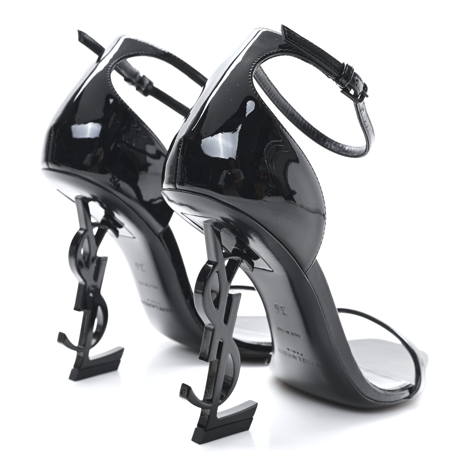 Saint Laurent Vernice Chiffon Opyum 110 Sandals 36 Black 5 of 10