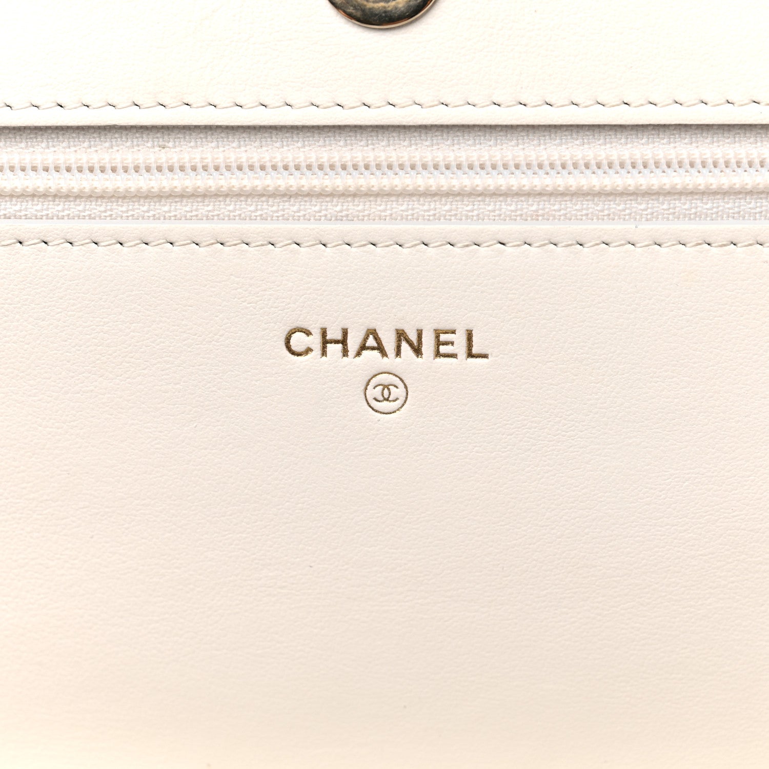 Chanel Aged Calfskin Chevron Wallet On Chain WOC White 6 of 15