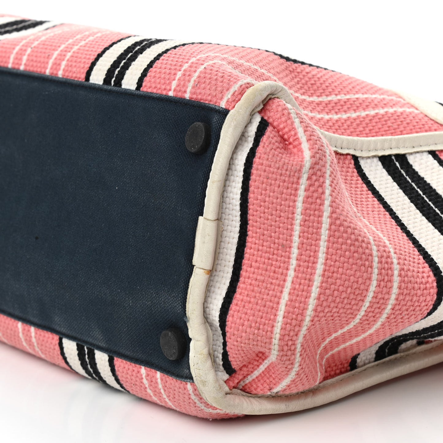 Striped Canvas CC Small Tote Pink White Black