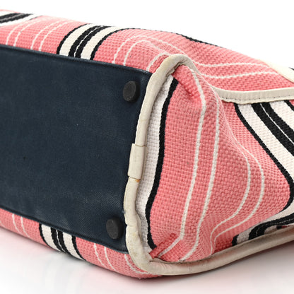 Chanel Striped Canvas CC Small Tote Pink White Black 6 of 13