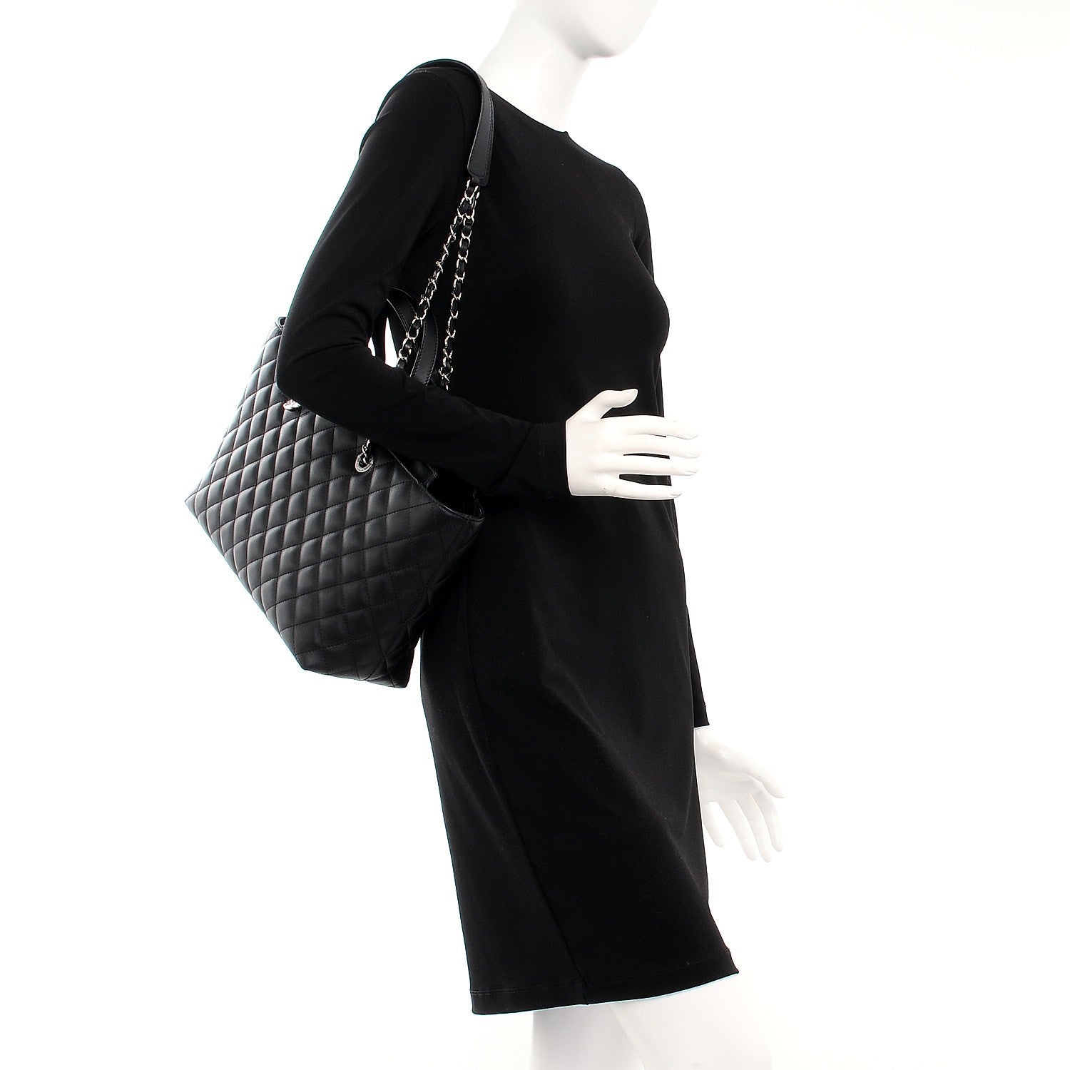 Chanel Calfskin Quilted Large Shopping Tote Black 2 of 8