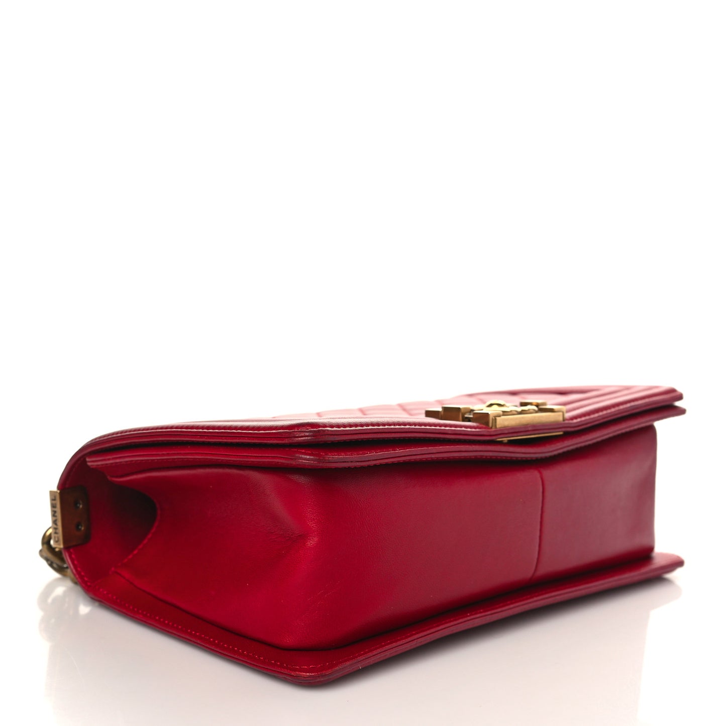 Lambskin Quilted Medium Boy Flap Dark Red