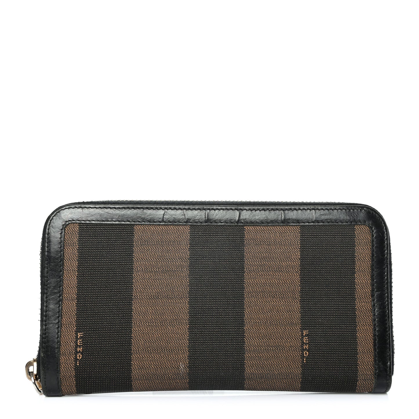 Pequin Cuoio Vegetale Zip Around Wallet Tobacco Black