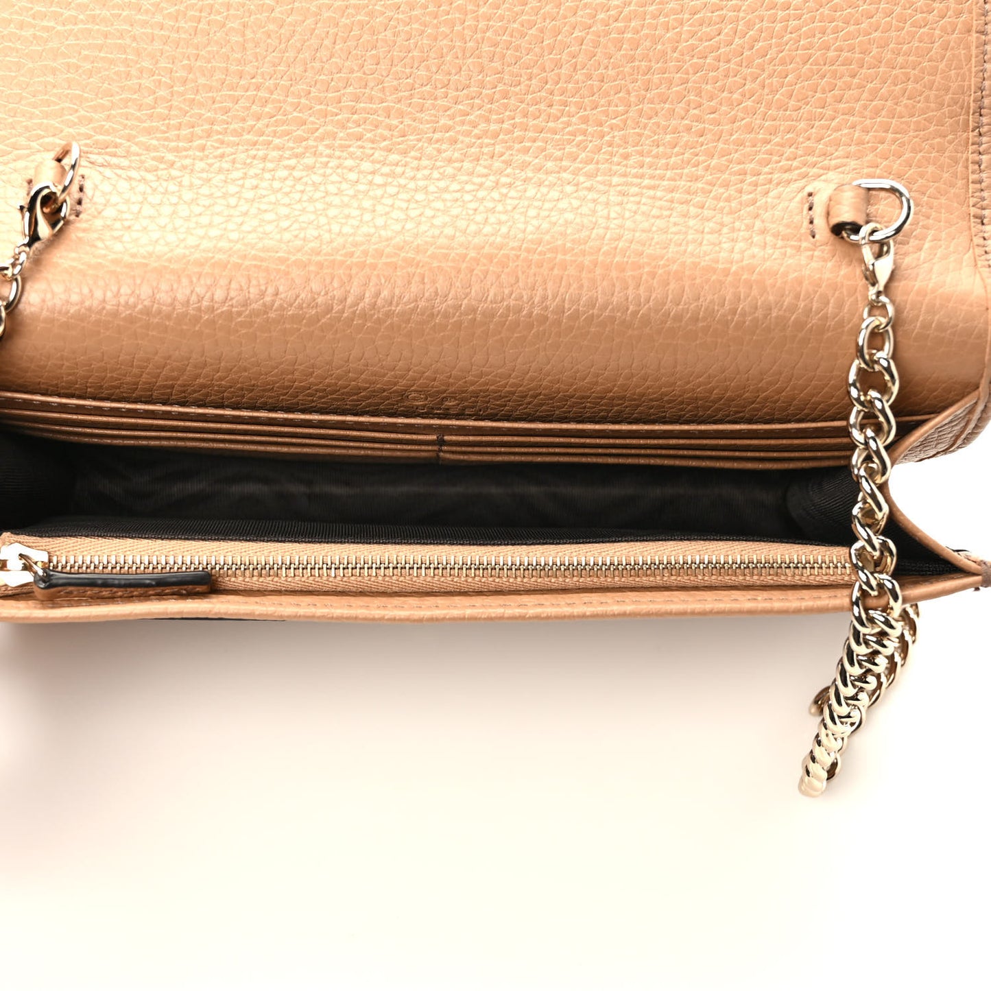 Pebbled Calfskin Soho Wallet on Chain Camelia