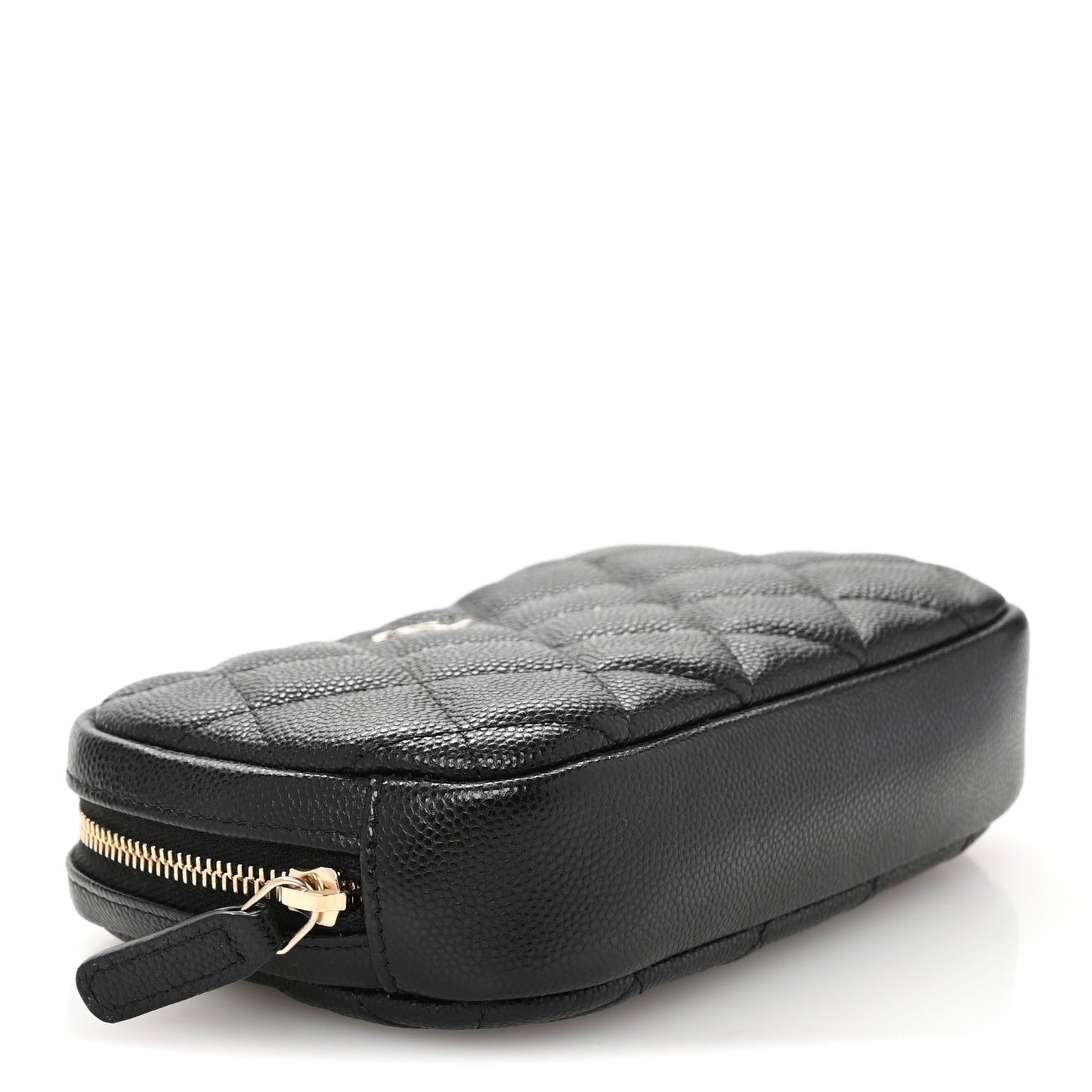 Caviar Quilted Small Curvy Pouch Cosmetic Case Black