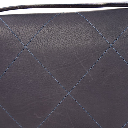Chanel Washed Calfskin Diamond Stitch Hamptons Clutch With Chain Blue 11 of 13