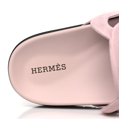 Hermes Suede Goatskin Extra Sandals 38.5 Rose Porcelain 7 of 9