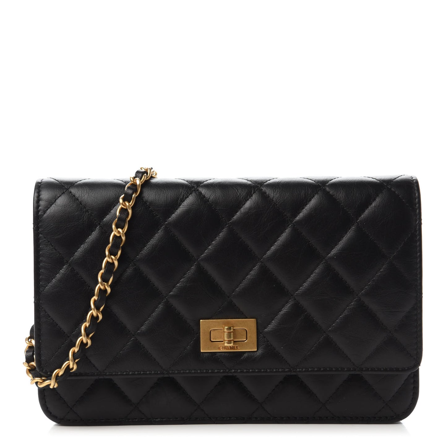 Aged Calfskin Quilted Reissue Wallet On Chain WOC Black