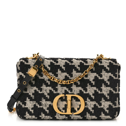 Christian Dior Technical Canvas Macro Houndstooth Medium Caro Bag Black White 1 of 9