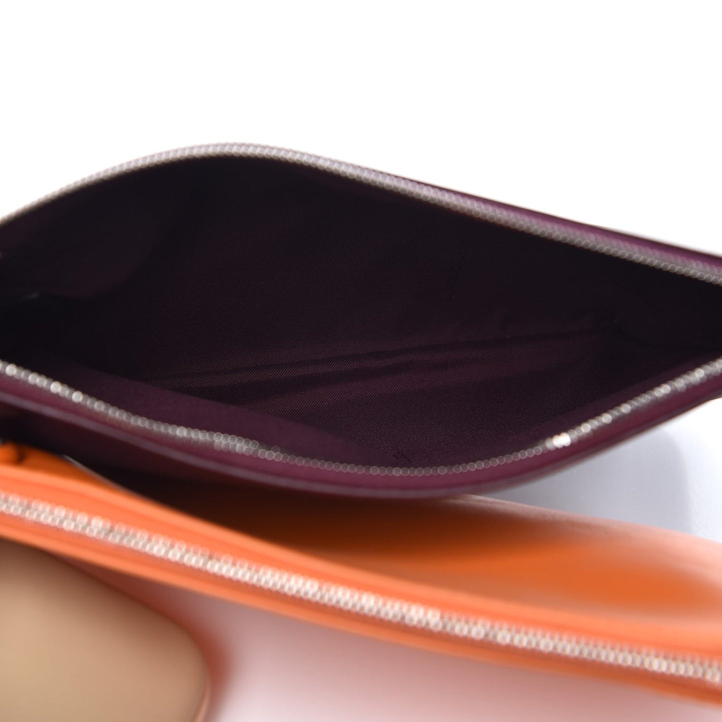 Calfskin Pearl F is Fendi Embellished Triplette Pouch Set Amido Papaya Amarone