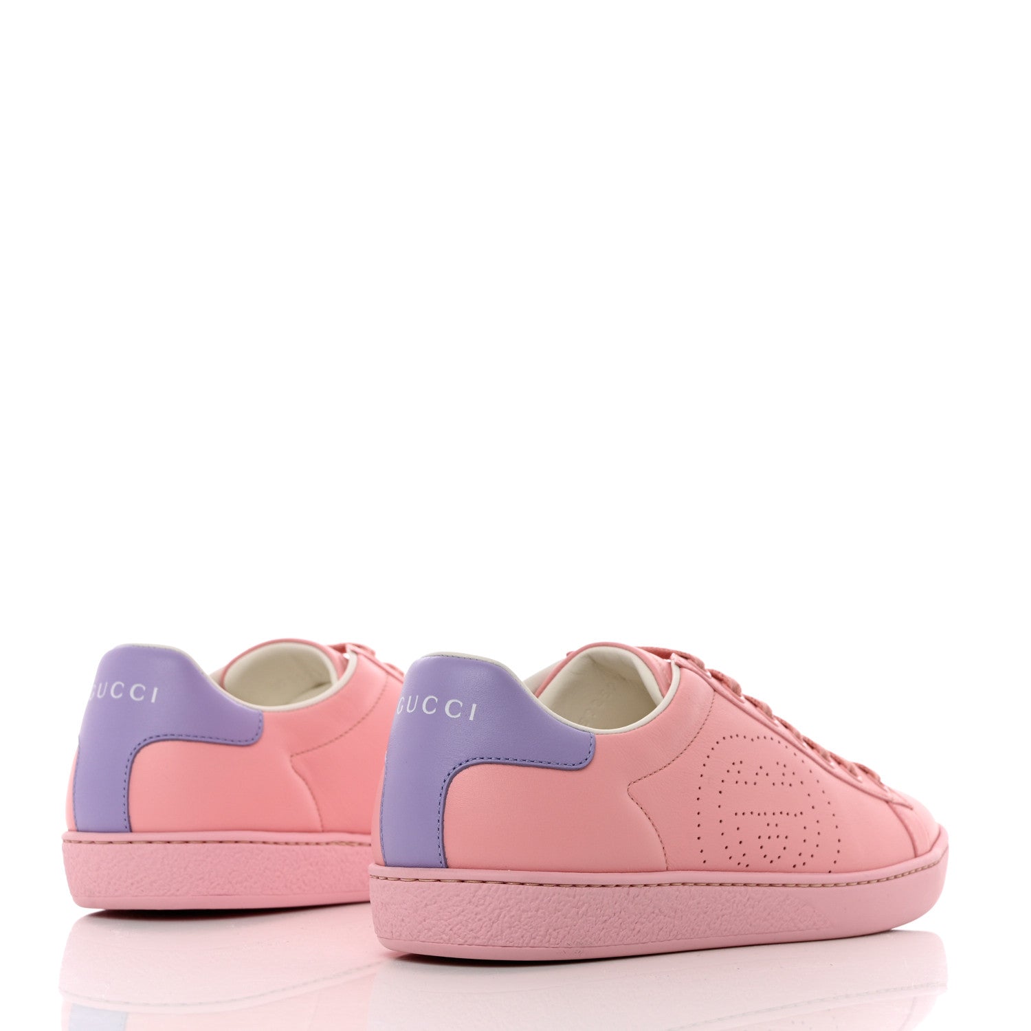 Gucci Calfskin Interlocking G Perforated Womens Ace Sneakers 37 Wild Rose Lapis 4 of 9