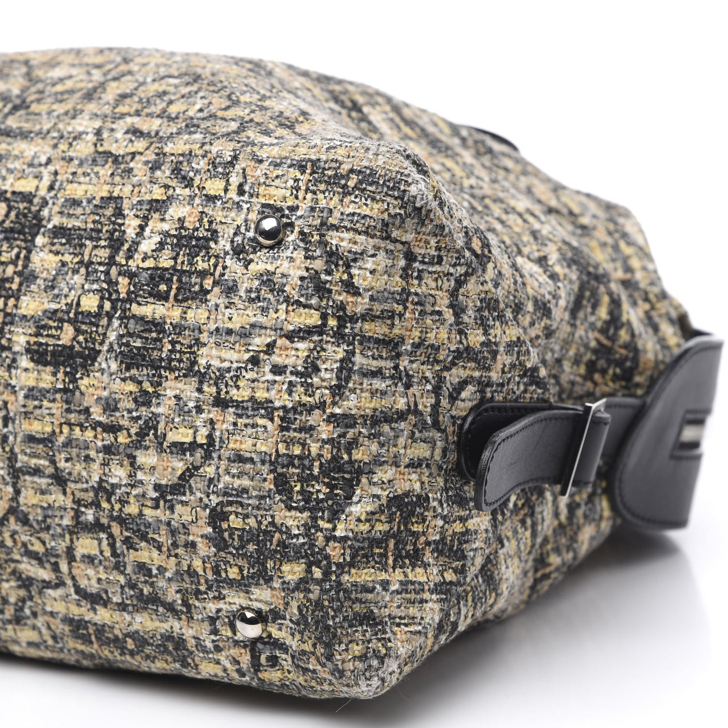 Tweed Lambskin Large Bowler Black