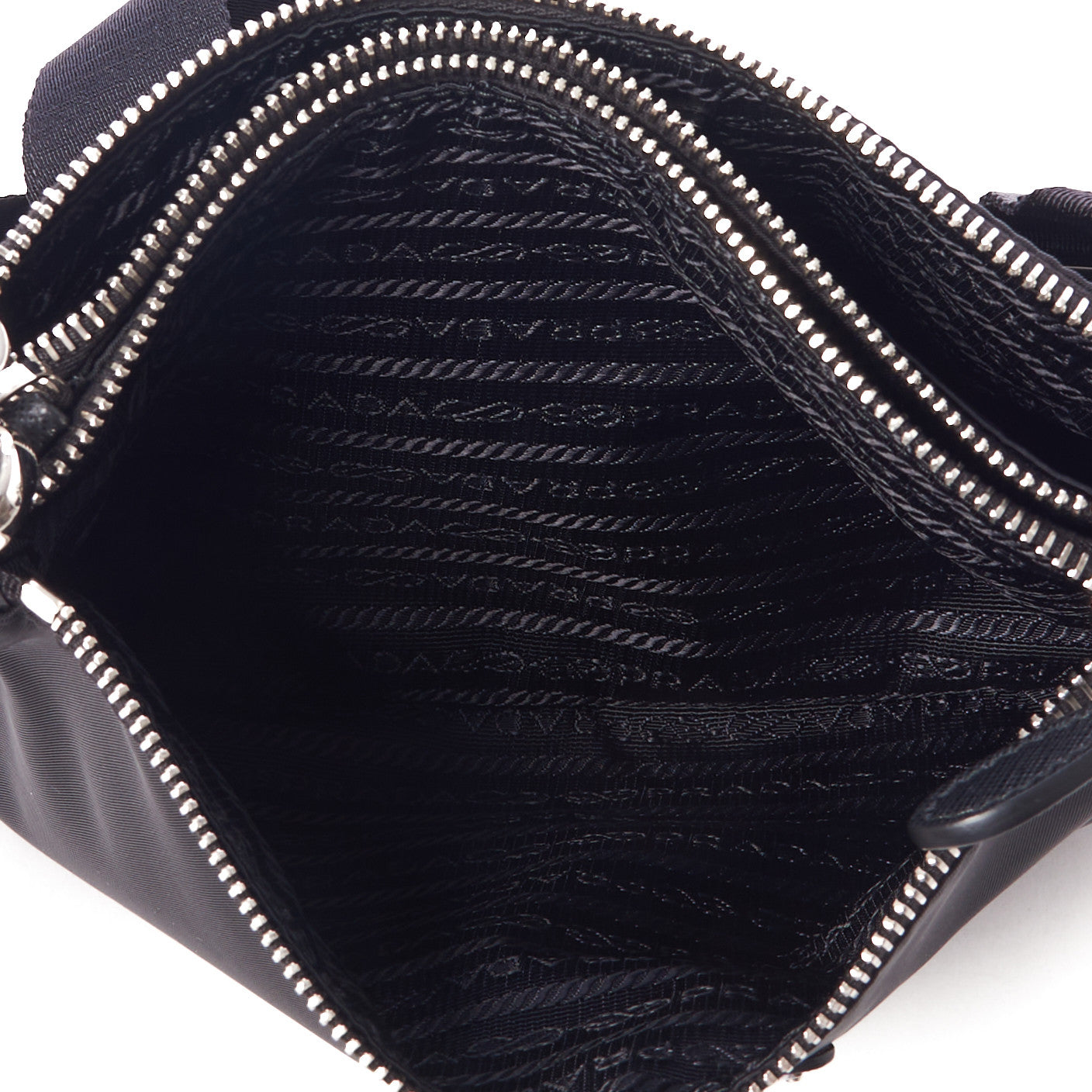 Re-Nylon Saffiano Re-Edition 2000 Double Zip Crossbody Bag Black