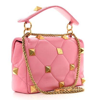 Valentino Garavani Nappa Medium Roman Stud Shoulder Bag Flamingo Pink 3 of 15