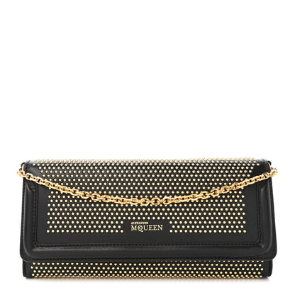 Alexander McQueen ALEXANDER MCQUEEN Calfskin Studded Wallet on Chain Black 1 of 26