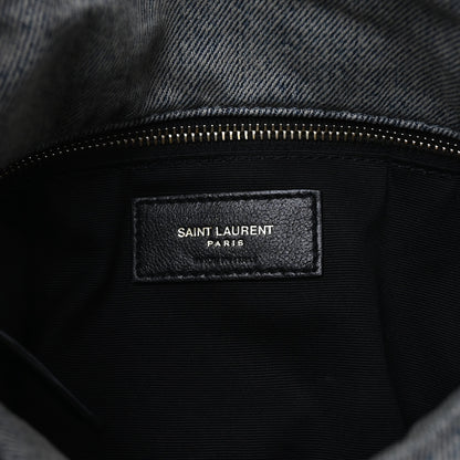 Saint Laurent Denim Quilted Medium Loulou Puffer Monogram Chain Satchel Azur 6 of 9