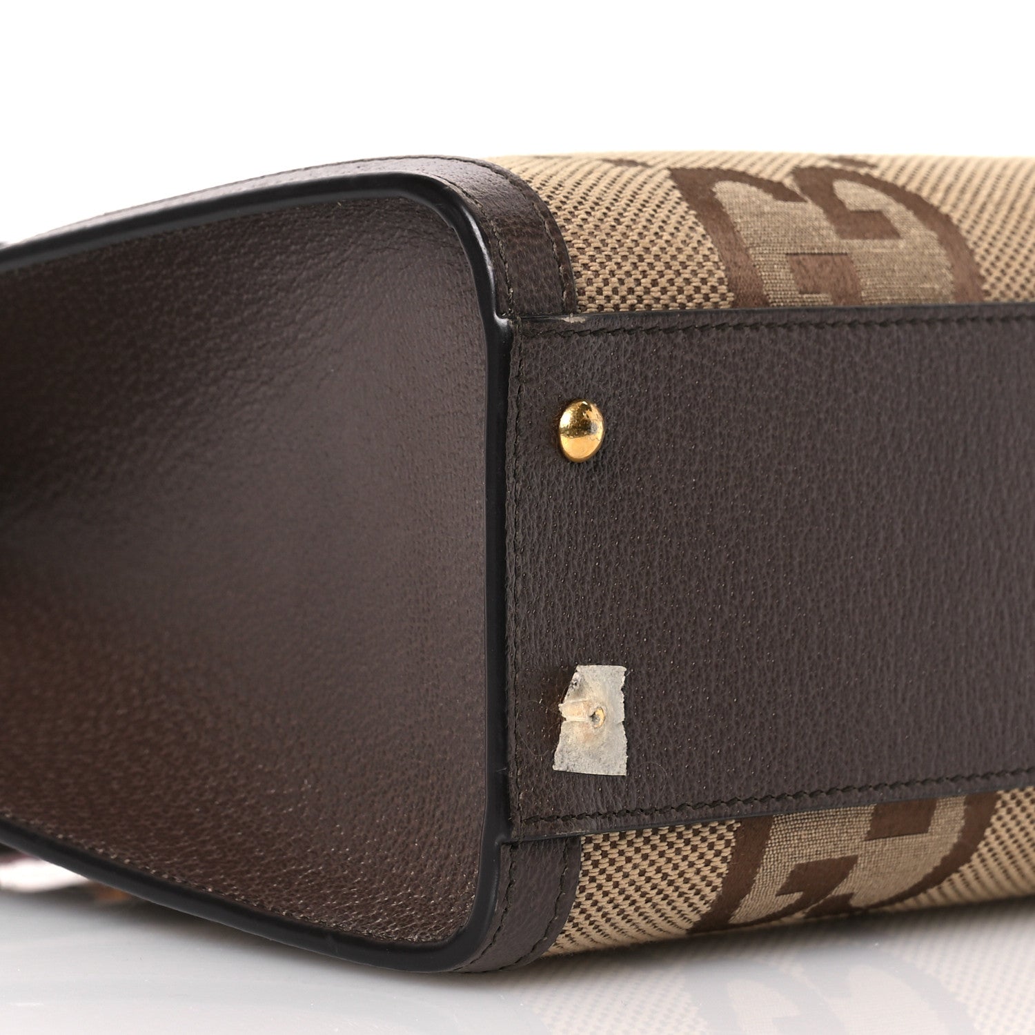 Gucci Monogram Jumbo GG Textured Dollar Calfskin Small Diana Tote Bag Camel Ebony New Acero Pomegranate Red 9 of 13