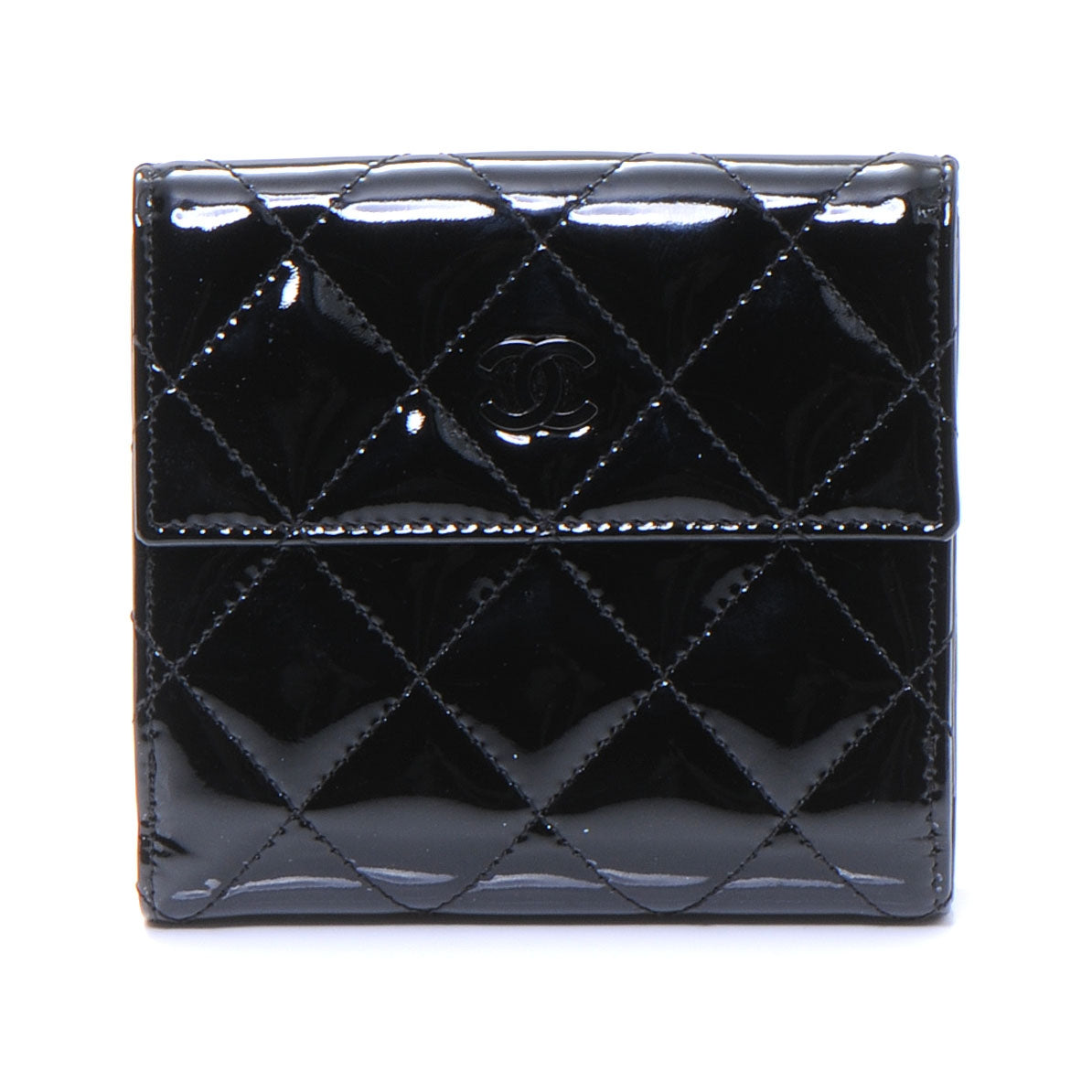Patent Leather CC French Wallet Black