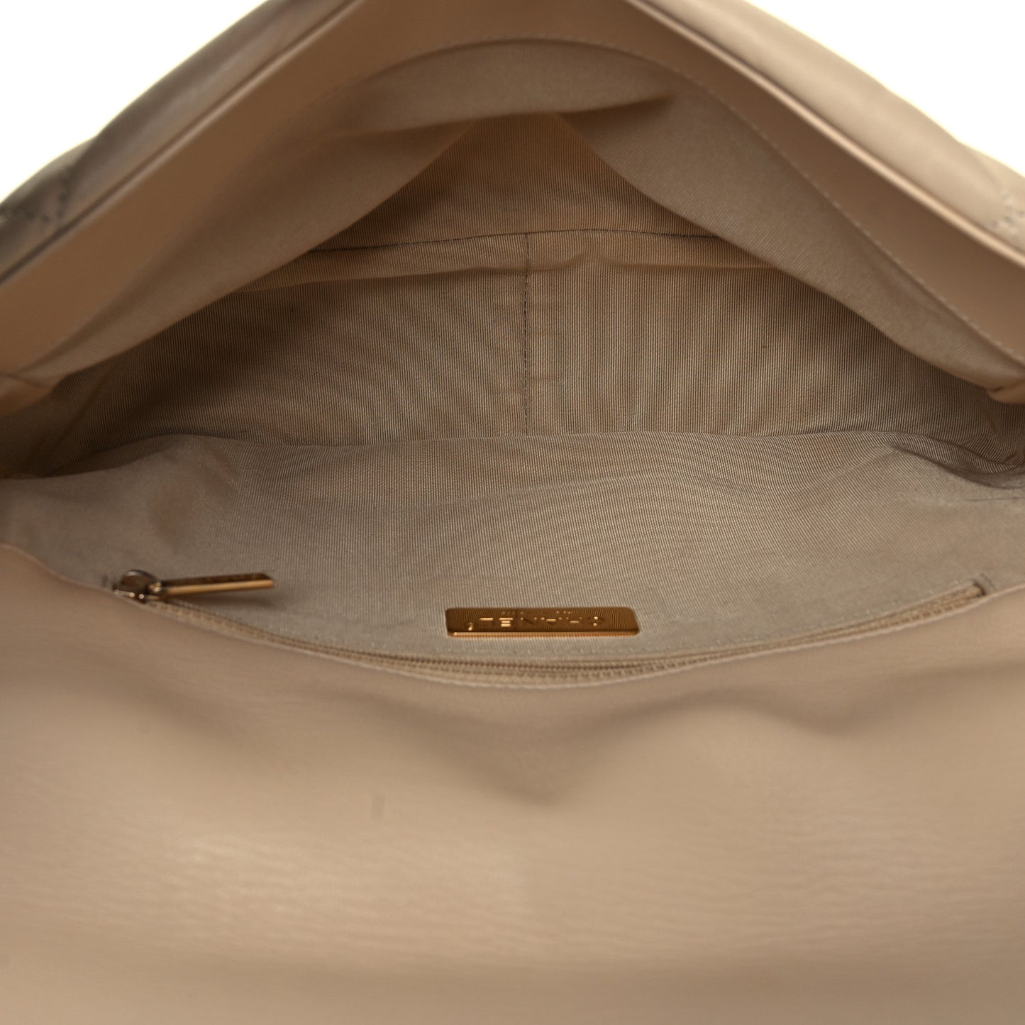 Lambskin Quilted Large Chanel 19 Flap Dark Beige