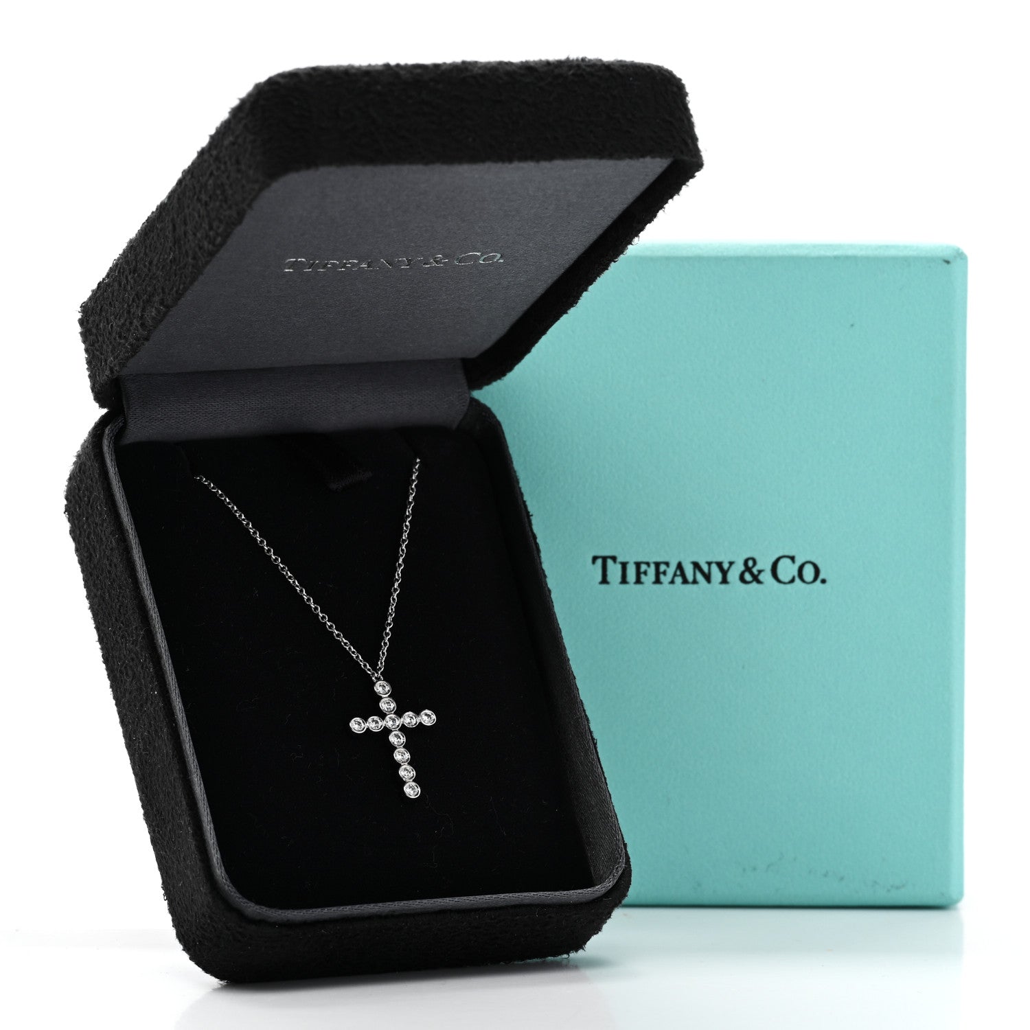 Tiffany Platinum Diamond Bezel Set Cross Pendant Necklace 6 of 6