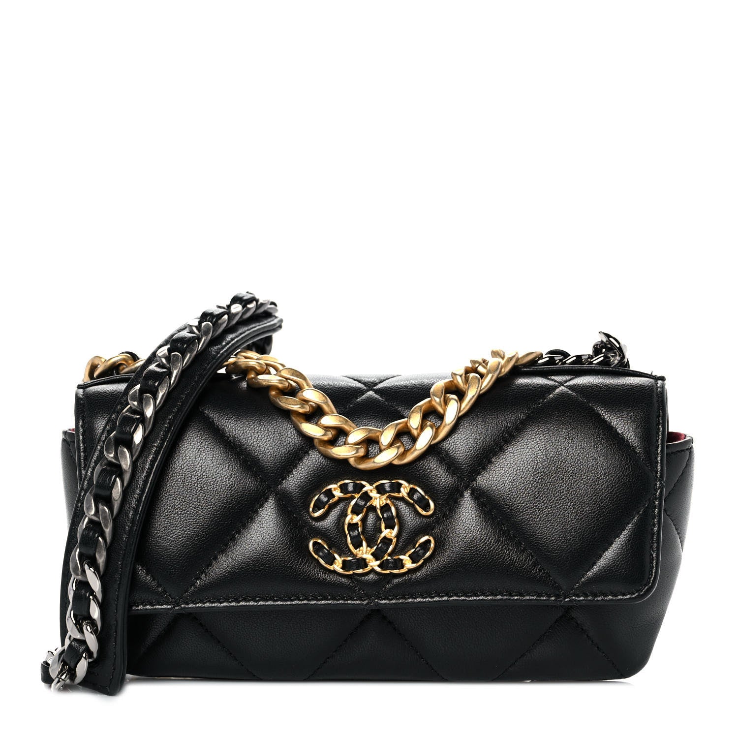 Chanel Goatskin Quilted Chanel 19 Glasses Case With Chain Black 1 of 10
