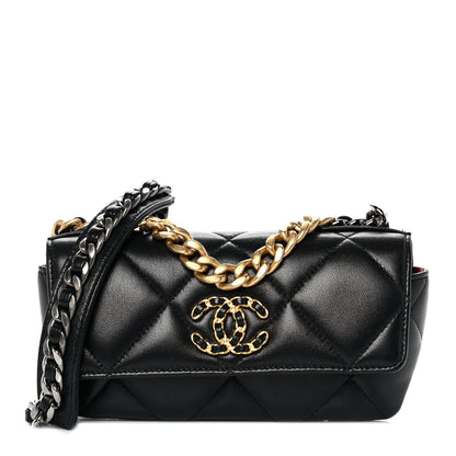 Chanel Goatskin Quilted Chanel 19 Glasses Case With Chain Black 1 of 10