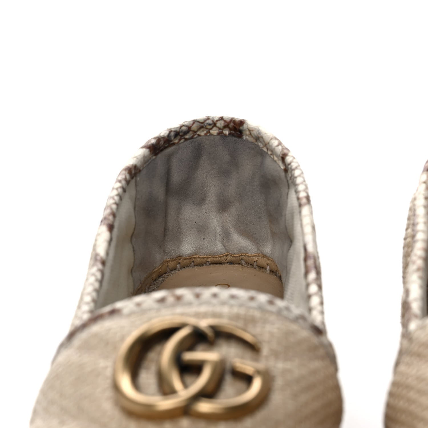 Gucci Straw Elaphe Matelasse GG Marmont Espadrilles 38 Natural Cream Brown 10 of 11