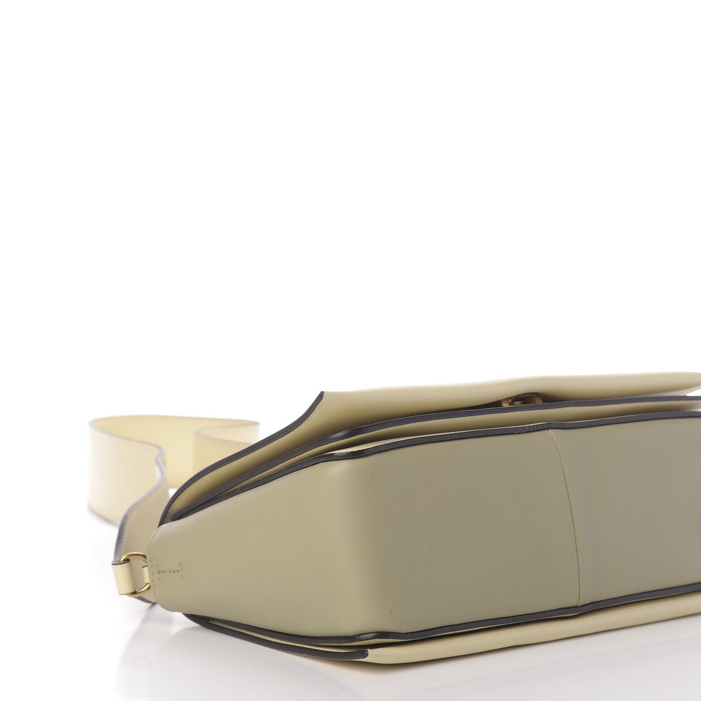 Shiny Smooth Calfskin Medium Frame Shoulder Bag Chalk Mastic