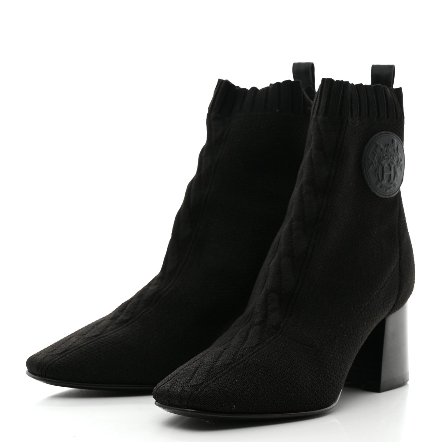 Knit Calfskin Volver 60 Ankle Boots 35 Black