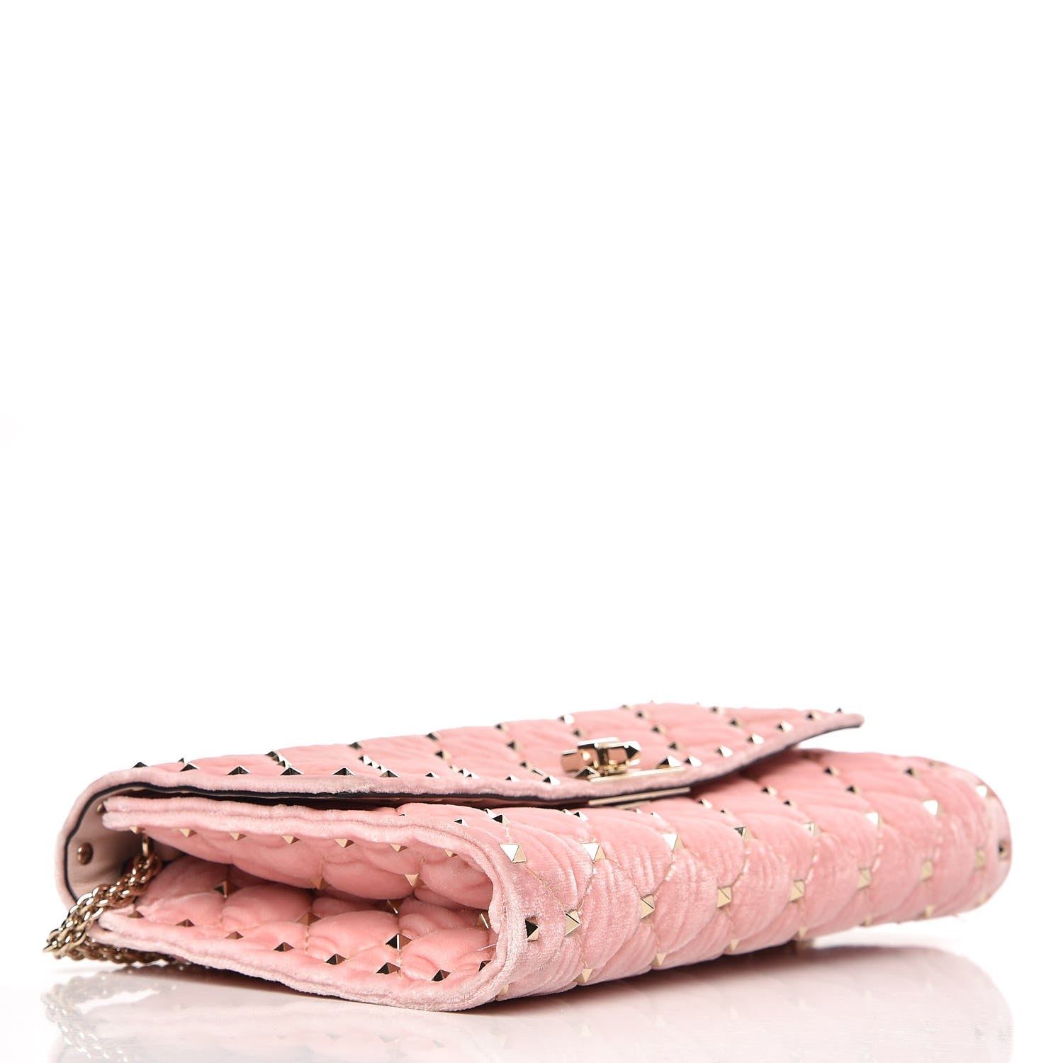 Valentino Garavani Velvet Rockstud Spike Wallet on Chain Water Rose 4 of 8