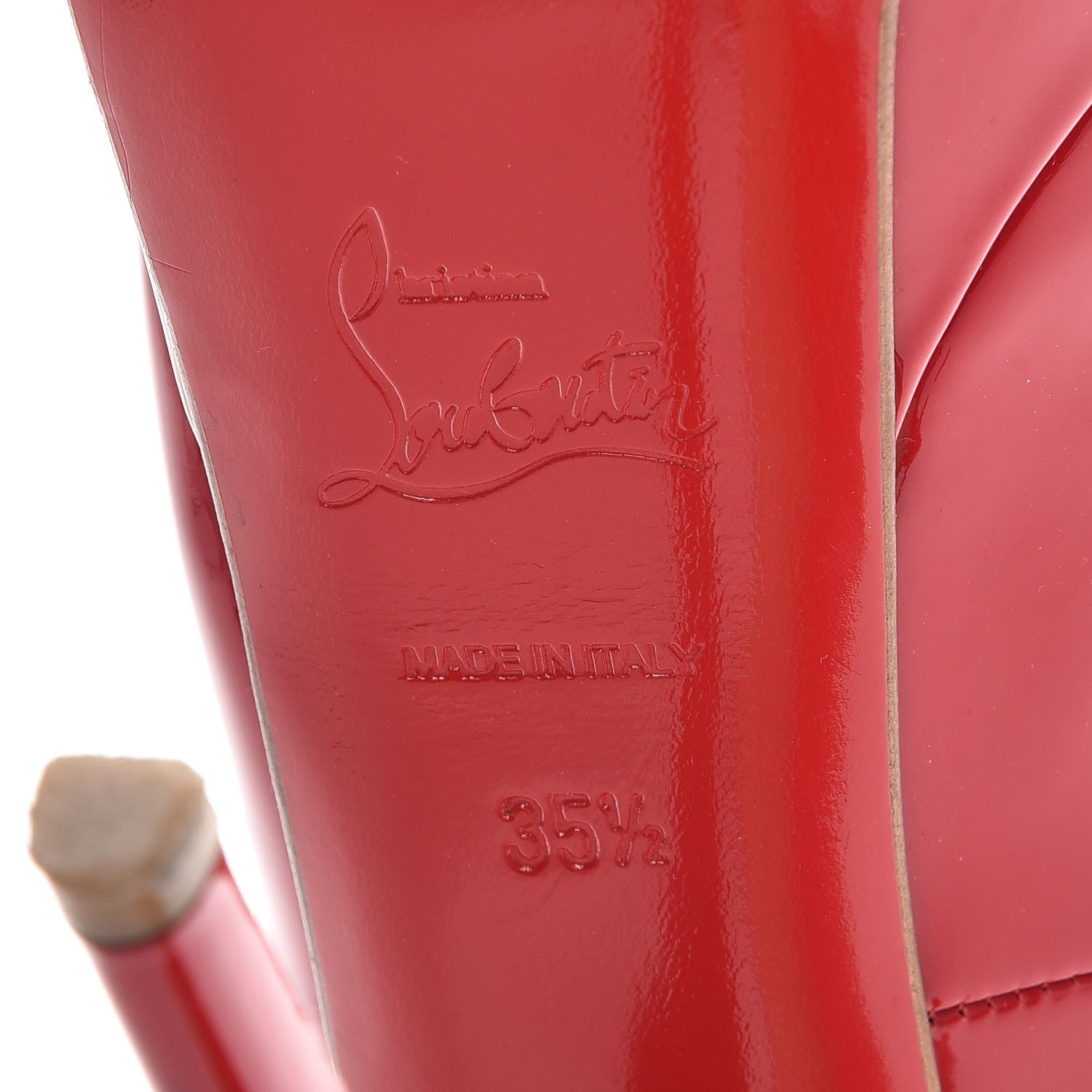 Christian Louboutin Patent Lady Peep 150 Pumps 35.5 Coquelicot 8 of 9