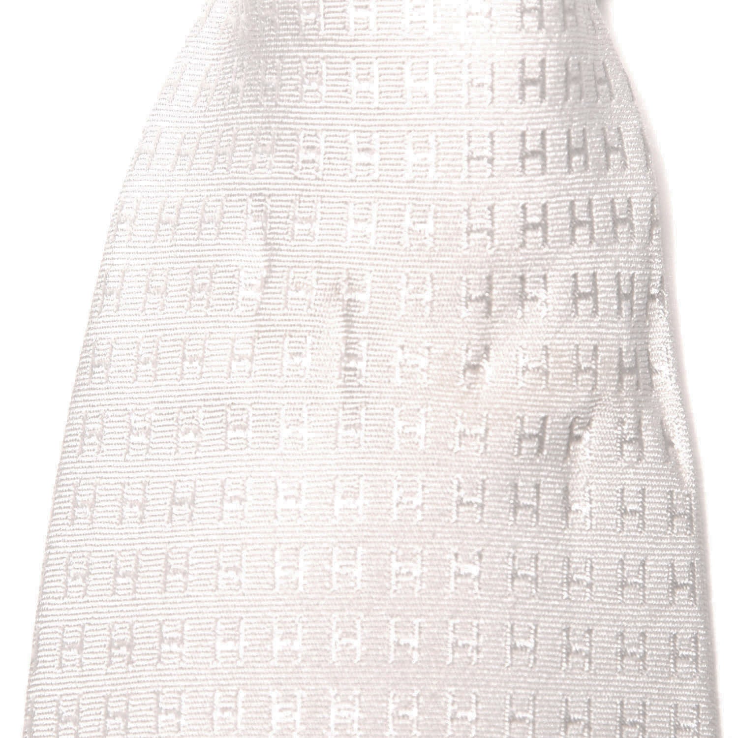Hermes Mens Silk Printed Faconnee H Neck Tie White 4 of 4