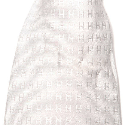 Hermes Mens Silk Printed Faconnee H Neck Tie White 4 of 4