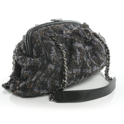 Chanel Tweed Paris NY Framed Pleated Pouch Bag Grey 3 of 9