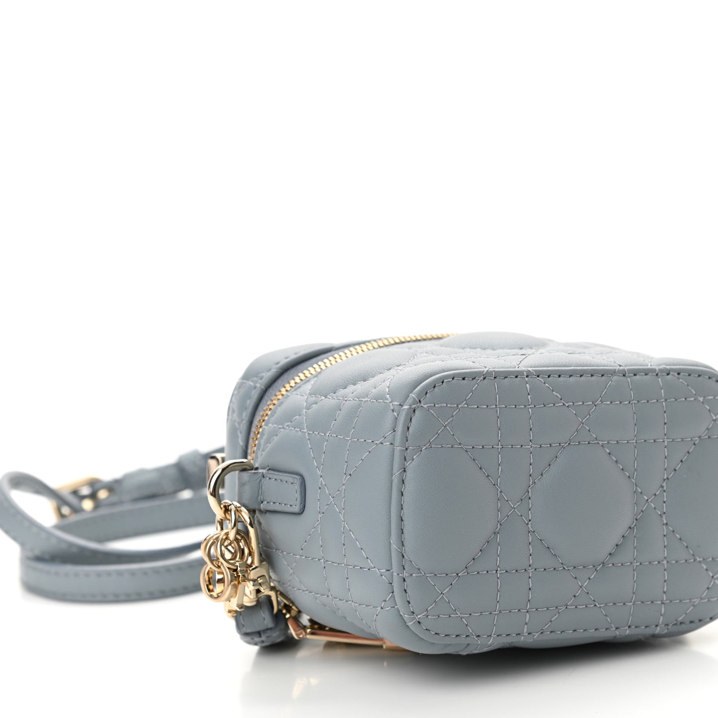 Lambskin Cannage Micro Lady Dior Vanity Case Light Blue