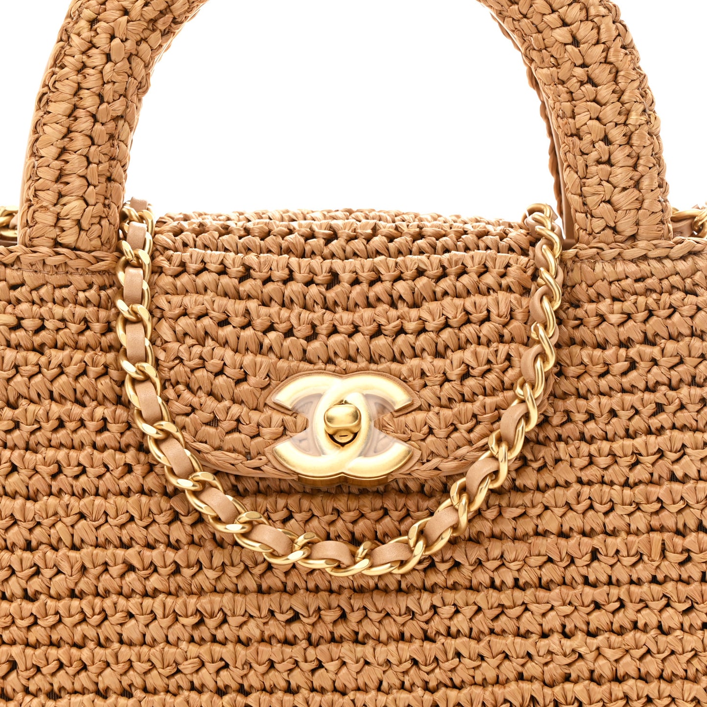Braided Raffia Nano Kelly Flap Bag Dark Beige