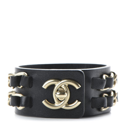 Chanel Lambskin CC Chain Turnlock Bracelet L Black 1 of 6
